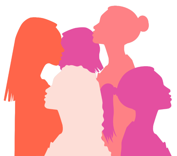 Perfil de várias mulheres reunidas